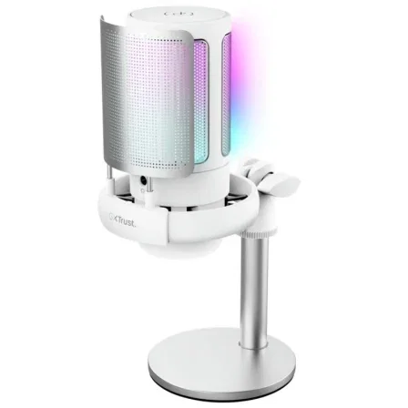 Trust Gaming Micrófono USB para Gaming GXT 238 Auron Blanco, 26082, RGB, Patrón Cardioide, con Soporte y Cable, para Streaming en PC/PS5 Trust Gaming Micrófono USB para Gaming GXT 238 Auron Blanco, 26082, RGB, Patrón Cardioide, con Soporte y Cable, para Streaming en PC/PS5